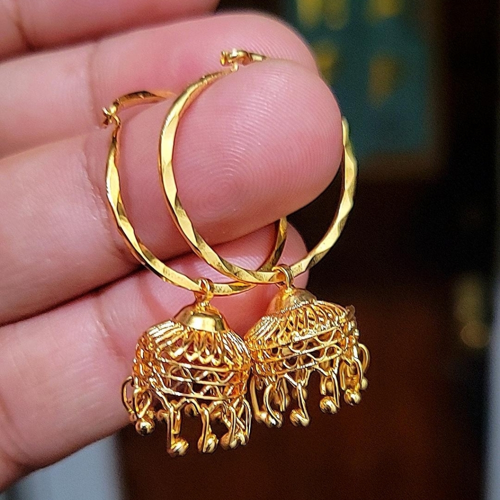 22k Real Gold Plated Hoop  Earrings | Earrings | Small Gold Earrings | Jhumka NW
